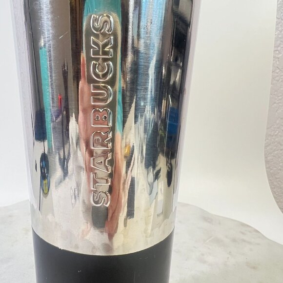 Starbucks 2017 Stainless Steel Black Dipped Travel Tumbler With Sliding Lid 12oz - Picture 2 of 11